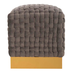 Safavieh Couture Ravyn Woven Velvet Ottoman - Dark Gray