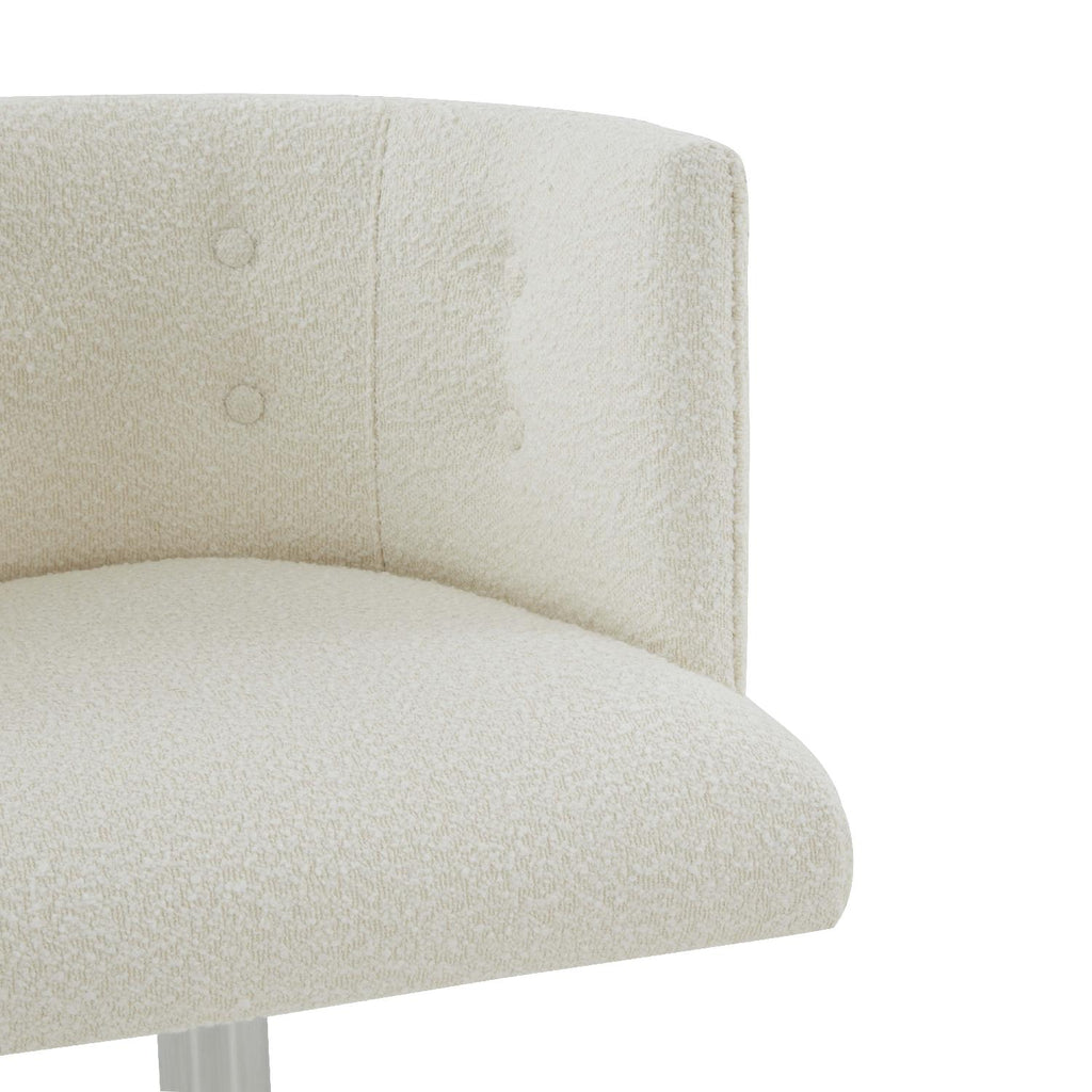 Safavieh Couture Zayna Adjustable Boucle Barstool - Ivory / Silver