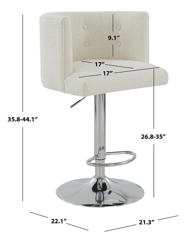 Safavieh Couture Zayna Adjustable Boucle Barstool - Ivory / Silver