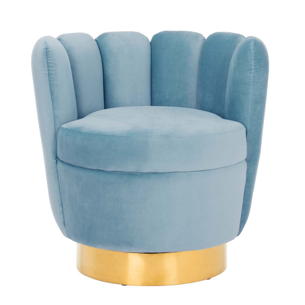 Safavieh Couture Arrow Swivel Velvet Chair Light Blue