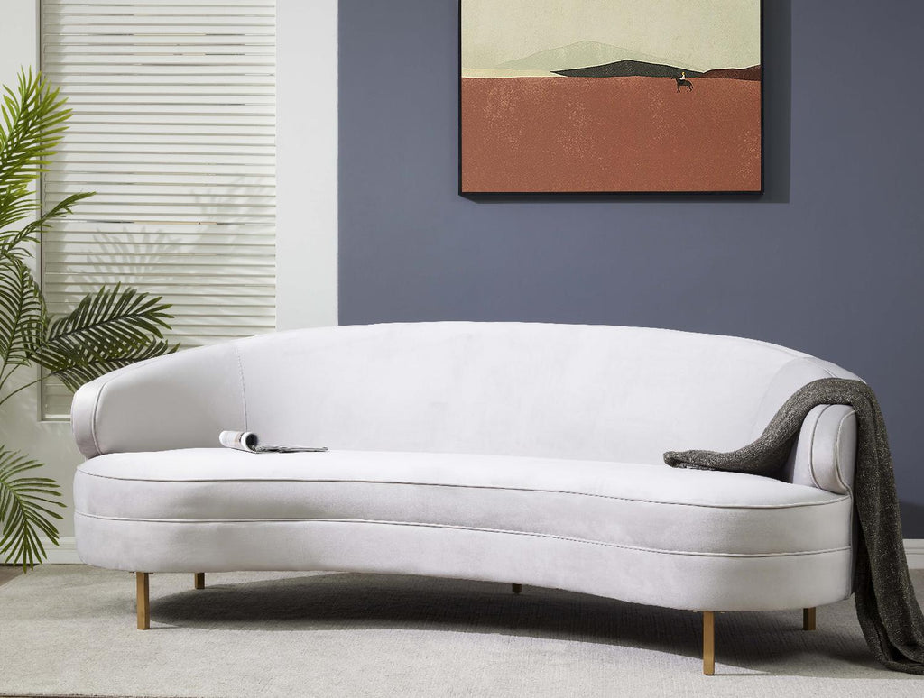 Safavieh Couture Primrose Curved Sofa - Light Grey / Gold