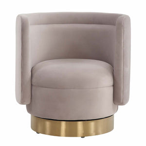 Safavieh Couture Brynlee Swivel Accent Chair - Pale Taupe / Gold