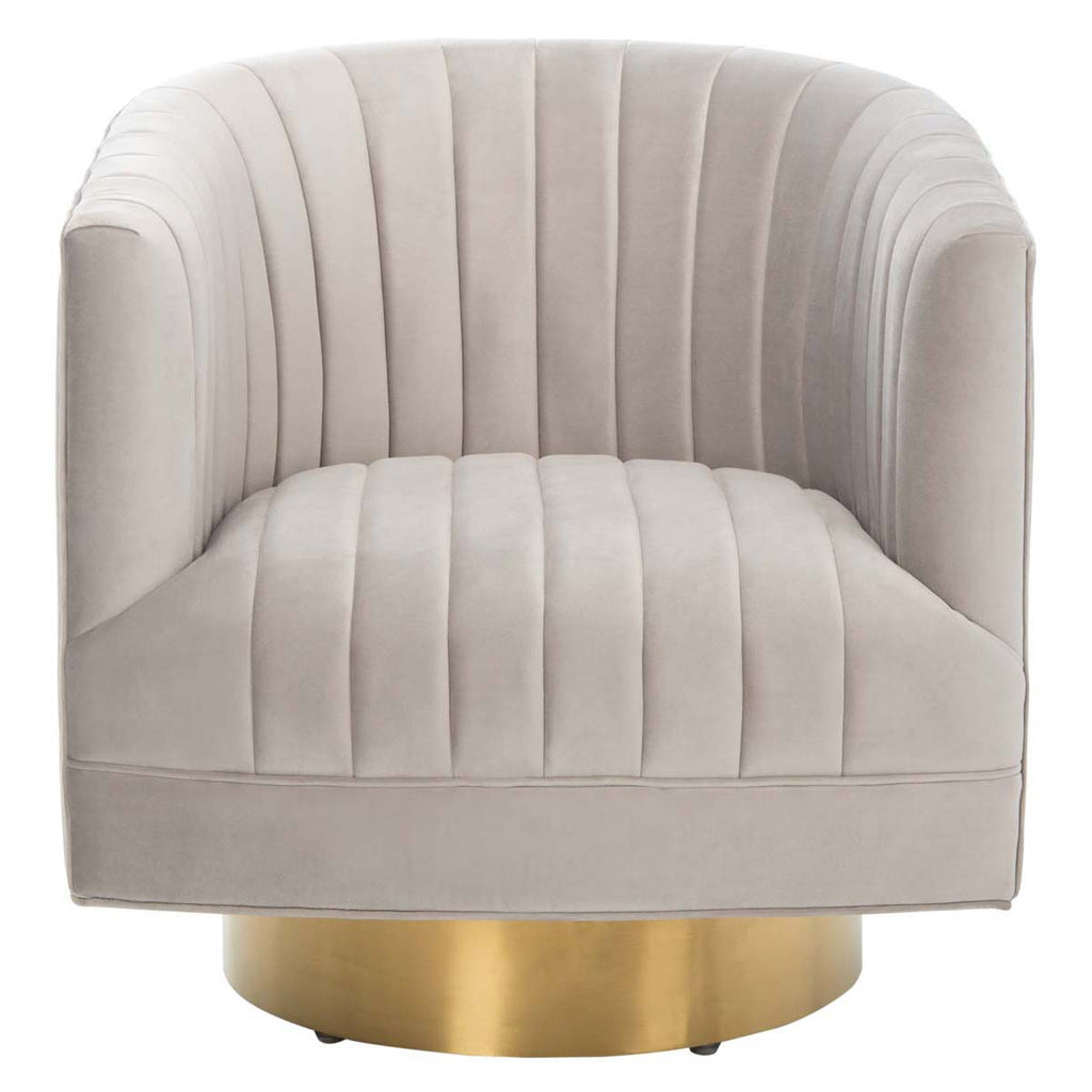 Safavieh Couture Josephine Swivel Barrel Chair Pale Taupe Gold