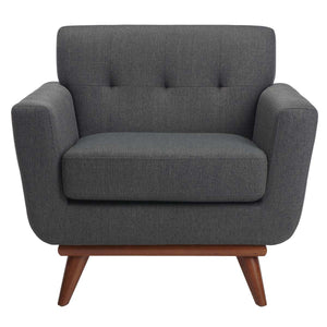 Safavieh Couture Opal Linen Tufted Arm Chair - Slate Grey