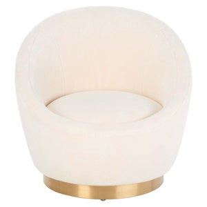 Safavieh Couture Pippa Faux Lamb Wool Swivel Chair - Ivory / Gold