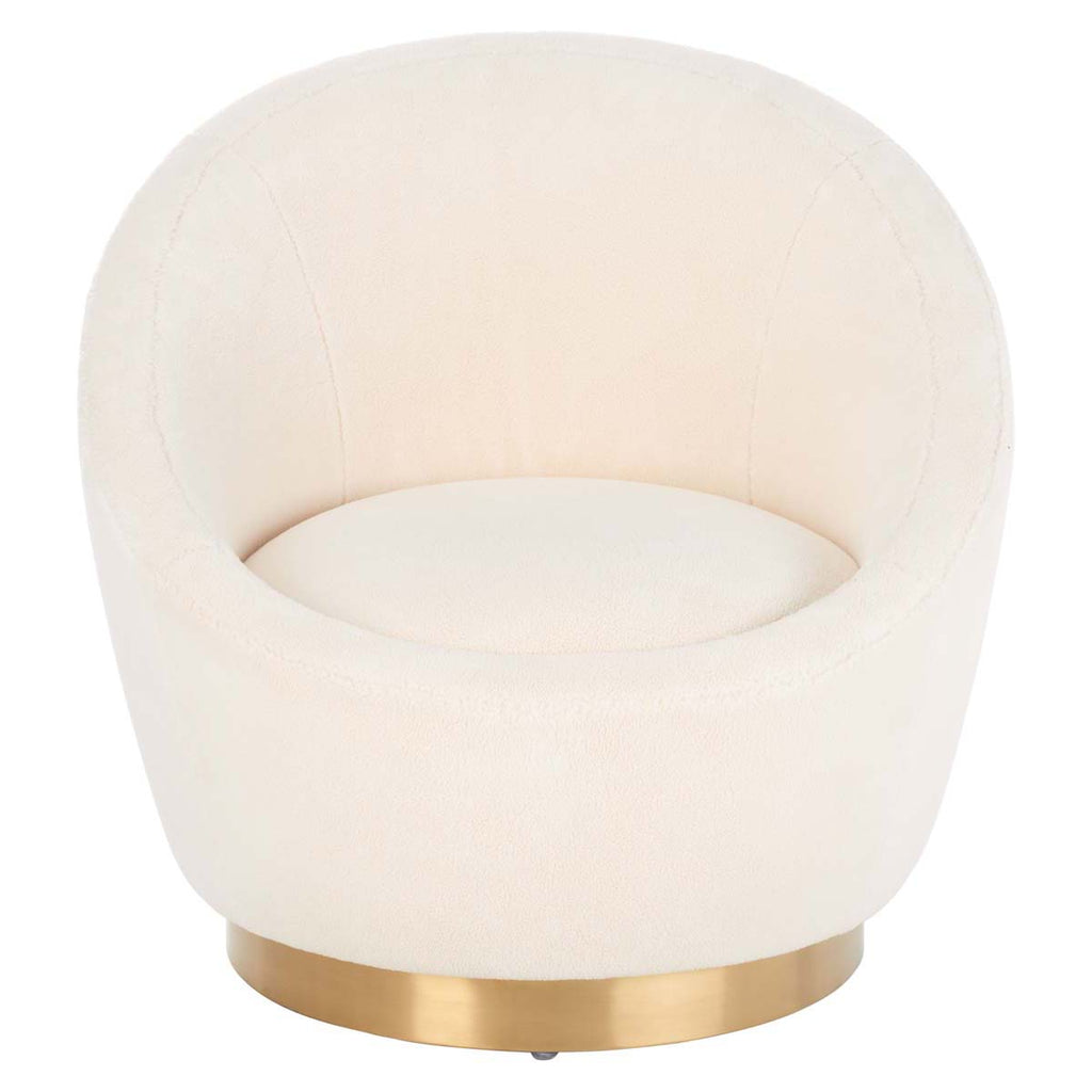 Safavieh Couture Pippa Faux Lamb Wool Swivel Chair Ivory Gold