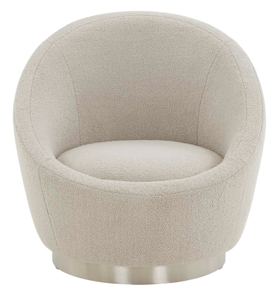 Safavieh Couture Pippa Faux Lamb Wool Swivel Chair - Light Grey/Silver