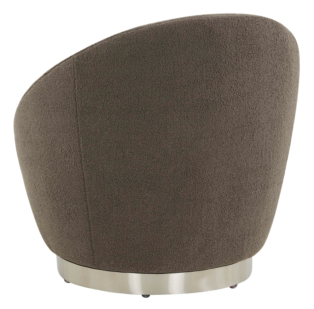 Safavieh Couture Pippa Faux Lamb Wool Swivel Chair - Dark Grey / Silver