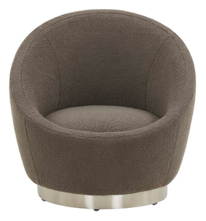 Safavieh Couture Pippa Faux Lamb Wool Swivel Chair - Dark Grey / Silver