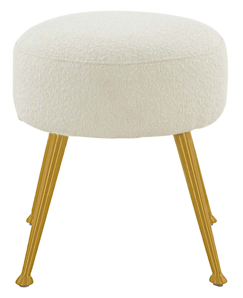 Safavieh Couture Anna Boucle Ottoman - Ivory/Gold