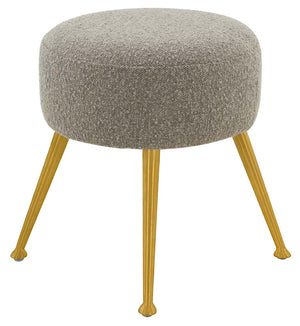 Safavieh Couture Anna Boucle Ottoman - Light Grey/Gold