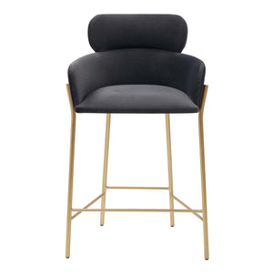 Safavieh Couture Charlize Velvet Counter Stool - Dark Grey / Gold