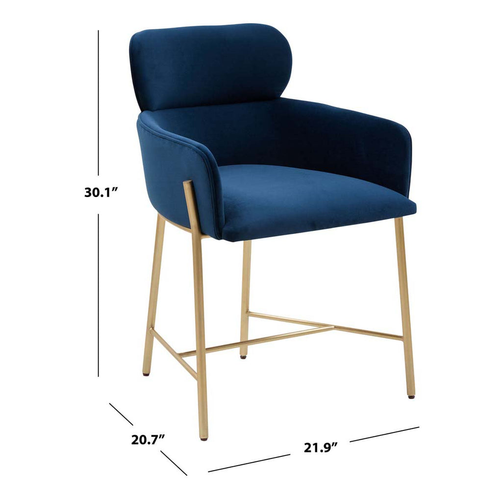 Safavieh Couture Charlize Velvet Dining Chair - Navy / Gold