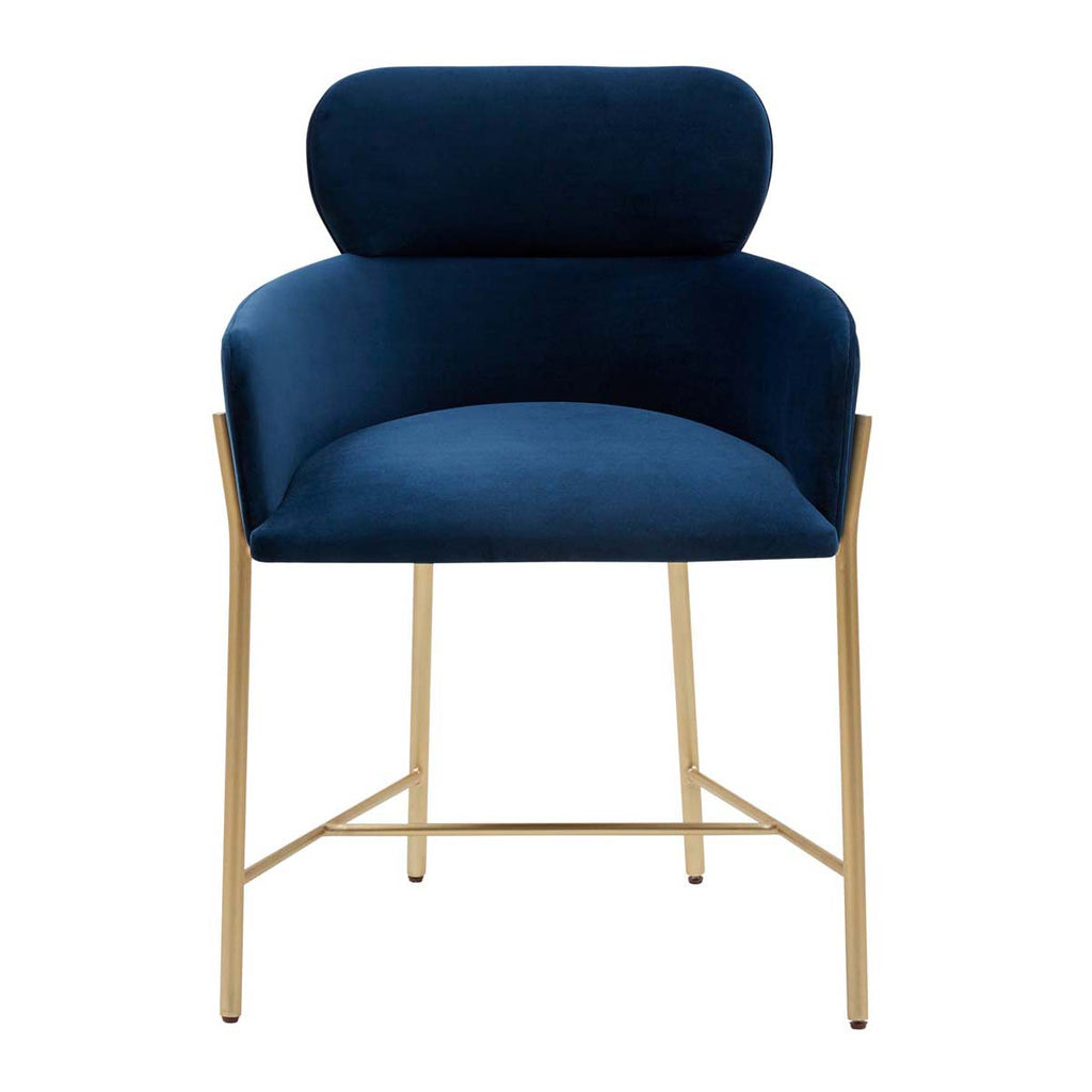 Safavieh Couture Charlize Velvet Dining Chair - Navy / Gold