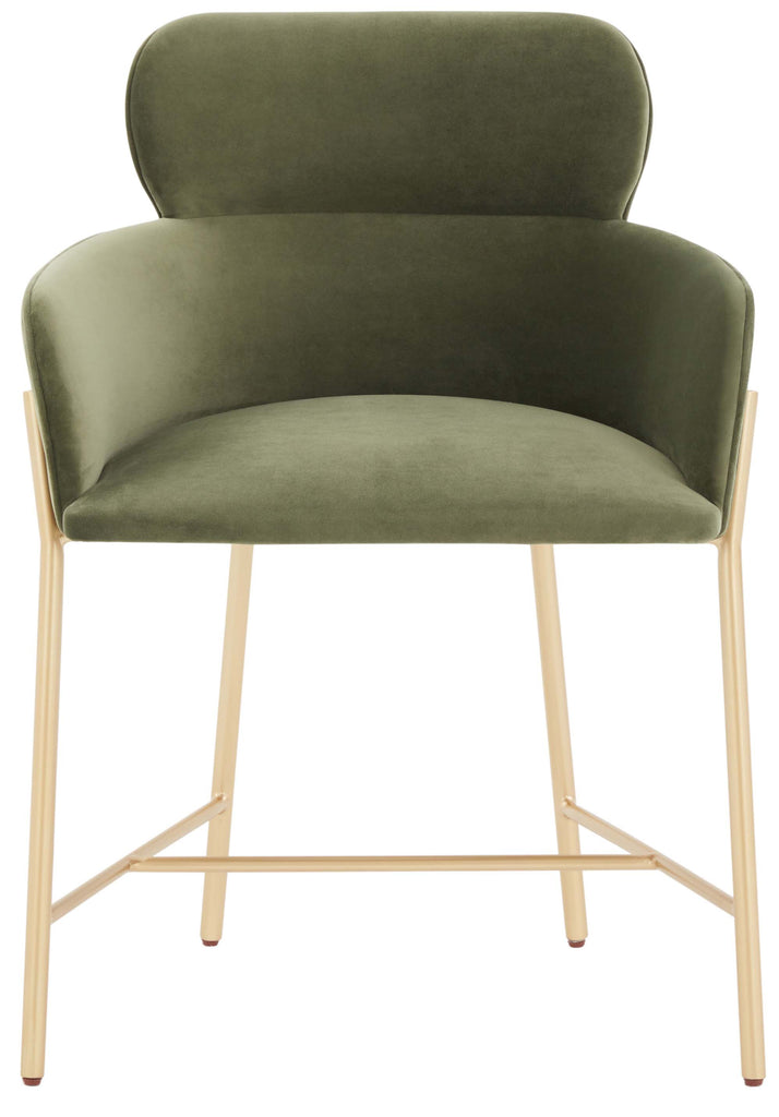 Safavieh Couture Charlize Velvet Dining Chair - Olive Green / Gold