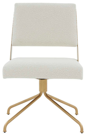 Safavieh Couture Emmeline Boucle Swivel Office Chair - Ivory / Gold
