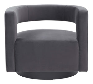 Safavieh Couture Edgar Velvet Swivel Chair - Dark Grey / Black