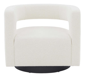 Safavieh Couture Edgar Boucle Swivel Chair - Ivory / Black