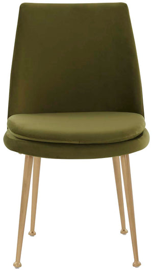 Safavieh Couture Rynaldo Upholstered Dining Chair - Olive Green / Gold