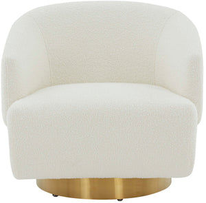 Safavieh Couture Pollyanne Boucle Swivel Accent Chair - Ivory / Gold