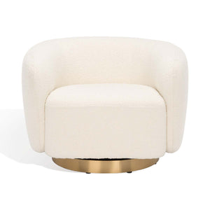 Safavieh Couture Bernard Boucle Swivel Accent Chair - Ivory / Gold
