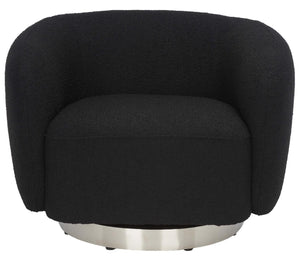 Safavieh Couture Bernard Boucle Swivel Accent Chair - Black / Chrome