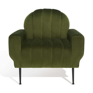Safavieh Couture Josh Channel Tufted Accent Chair - Forest Green / Black