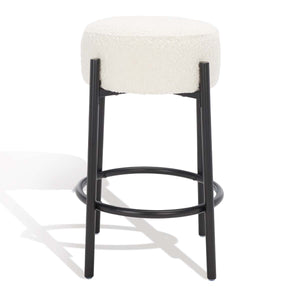 Safavieh Couture Paisleigh Boucle Metal Leg Counter Stool - Ivory / Black