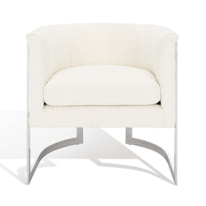 Gabby Boucle Barrel Back Accent Chair | Safavieh Couture - Ivory / Silver