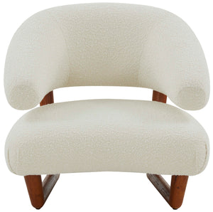 Safavieh Couture Jasmina Boucle And Wooden Legs Accent Chair - Ivory / Brown