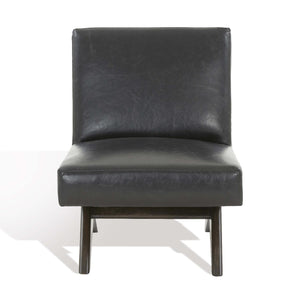Deasha Vegan Leather Accent Chair | Safavieh Couture - Black / Walnut