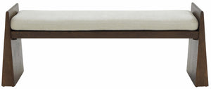 Safavieh Couture Blanchette Velvet Cushioned Wood Bench - Dark Grey / Walnut