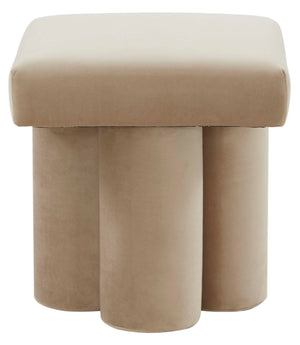 Safavieh Couture Deangelo Velvet Ottoman - Light Brown