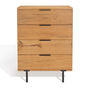 Safavieh Couture Elizabella 4 Drawer Wood Chest - Oak / Antique Brass