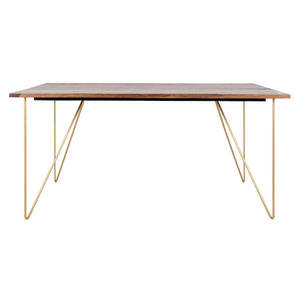 Safavieh Couture Captain Hairpin Legs Wood Dining Table - Walnut/Brass
