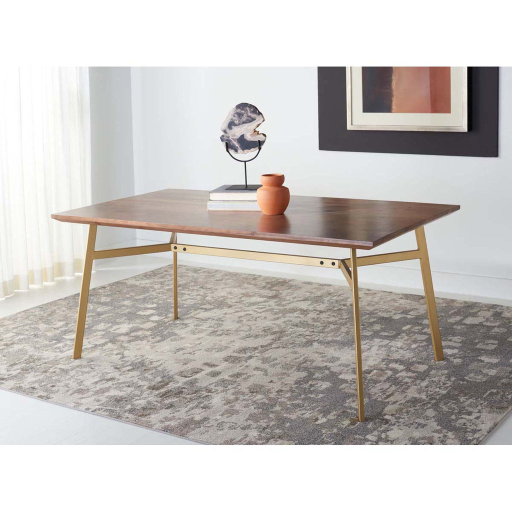 Safavieh Couture Dakota Rectangle Dining Table - Walnut / Gold