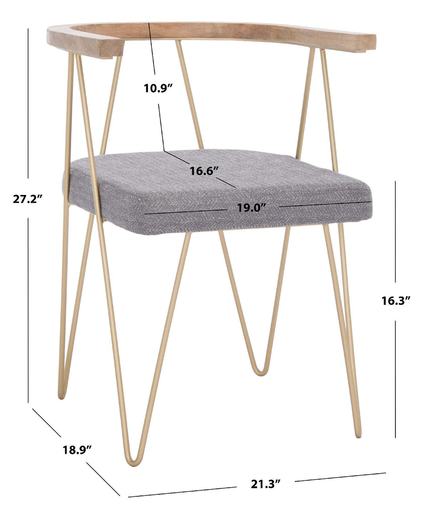 Safavieh Couture Krissy Hairpin Leg Dining Chair - Gold / Grey (Set of 2)