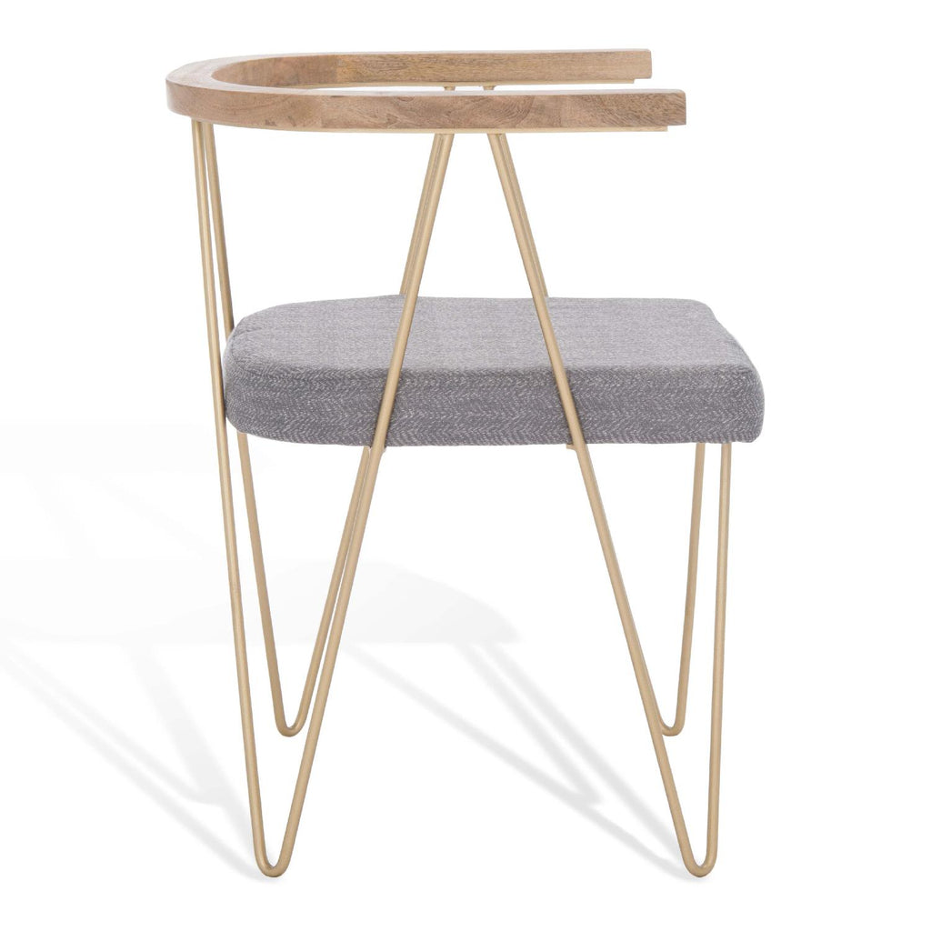 Safavieh Couture Krissy Hairpin Leg Dining Chair - Gold / Grey (Set of 2)