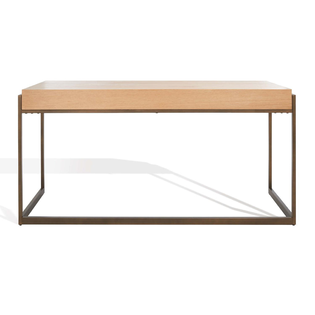 Safavieh Couture Genevieve 3-Drawer Writing Desk - Walnut / Antique Brass