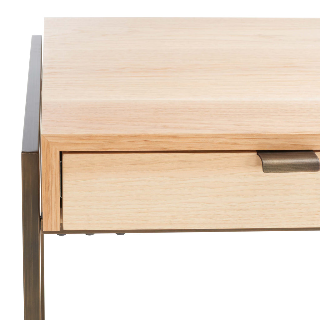 Safavieh Couture Genevieve 3-Drawer Writing Desk - Walnut / Antique Brass