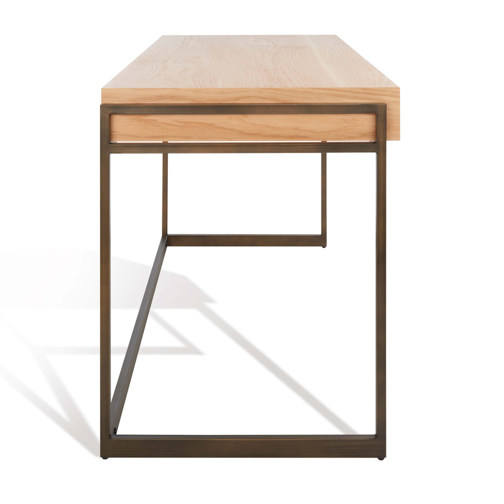 Safavieh Couture Genevieve 3-Drawer Writing Desk - Walnut / Antique Brass