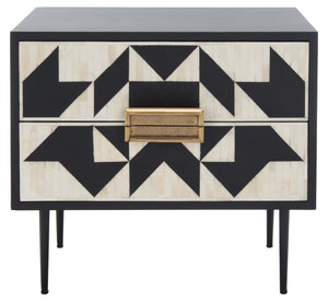 Safavieh Couture Kimori 2 Drawer Nightstand - Black / White