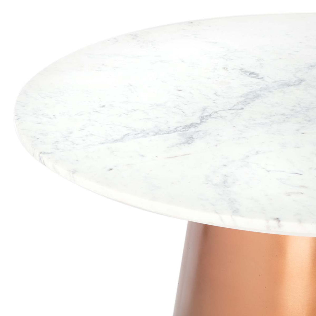 Safavieh Couture Gail 40 Round Marble Dining Table - White / Copper