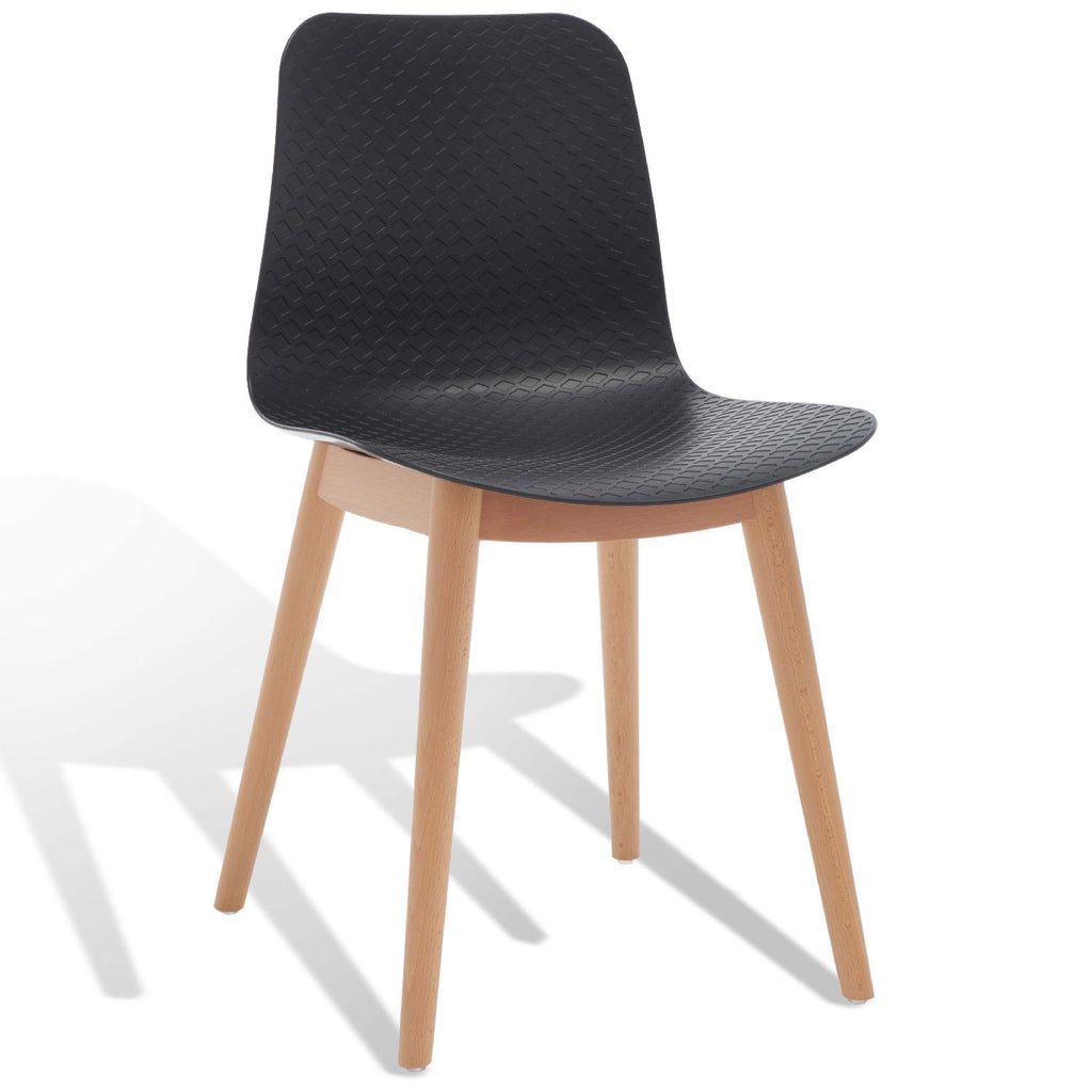 Safavieh Couture Haddie Molded Plastic Dining Chair - Black / Natural (Set of 2)
