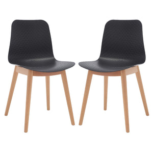 Safavieh Couture Haddie Molded Plastic Dining Chair - Black / Natural (Set of 2)