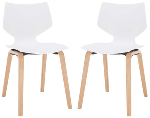 Safavieh Couture Darnel Molded Plastic Dining Chair - White / Natural (Set of 2)