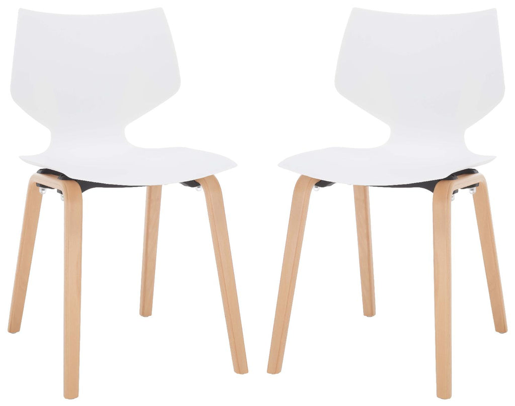 Safavieh Couture Darnel Molded Plastic Dining Chair - White / Natural (Set of 2)