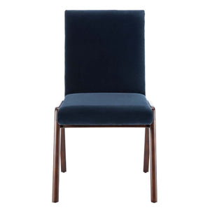 Forrest Dining Chair | Safavieh Couture - Navy / Dark Walnut (Set of 2)