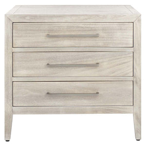 Safavieh Ariella 3 Drawer Wood Nightstand - Light Grey