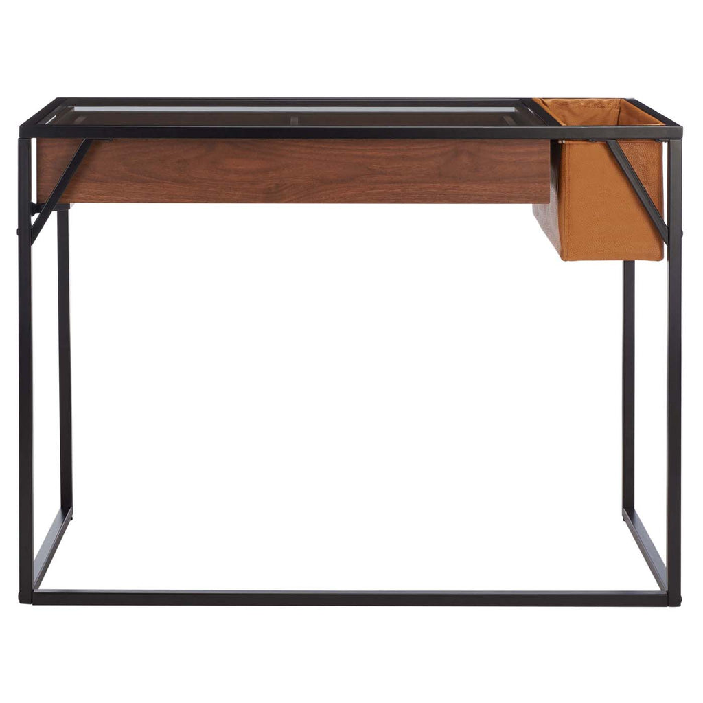 Safavieh Couture Jessarose Glass Top Desk - Walnut / Black